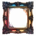 Ornate Multicolored Frame with Watercolor Texture Royalty Free Stock Photo