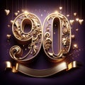 Radiant 90th Celebration with Ornate Golden Number