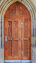 Ornate old carved wooden door in the Prague Castle complex