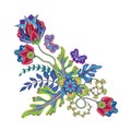 Ornate ornament with Fantastic flowers with paisley and butterflies.Vector illustration.