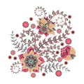 Ornate ornament with Fantastic flowers. Vector illustration.