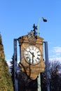 Ornate outdoor clock at Hotel Saskatchewan Regina