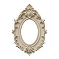 Ornate Oval Ivory Decorative Frame with Intricate Scrollwork on a White Background image Royalty Free Stock Photo