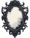 Ornate Oval Frame Black Intricate Floral Designs and Gothic Aesthetics Royalty Free Stock Photo