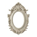 Ornate Oval White Decorative Frame with Intricate Scrollwork and Acanthus Leaves oval frame Royalty Free Stock Photo