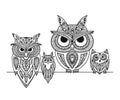 Ornate owl, zenart for your design Royalty Free Stock Photo
