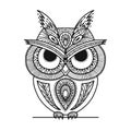 Ornate owl, zenart for your design Royalty Free Stock Photo