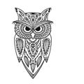 Ornate owl, zenart for your design Royalty Free Stock Photo