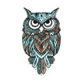Ornate owl, zenart for your design Royalty Free Stock Photo