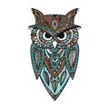 Ornate owl, zenart for your design