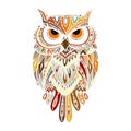 Ornate owl, zenart for your design