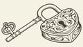 Ornate Padlock and Key, Security and Hidden Secrets, vector design Generative AI Royalty Free Stock Photo