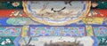 An ornate painted ceiling on a building in the Forbidden City in Beijing Royalty Free Stock Photo