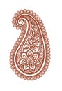 Ornate paisley with decorative flower and leaves. Mehendi vector