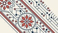 Ornate Pattern with Circuit Board Elements, Tech-Traditional, vector design Generative AI Royalty Free Stock Photo