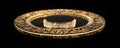 Ornate Persian floral motif with intricate gold detailing and symmetrical patterns in elegant design