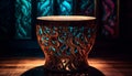 Ornate pottery bowl adds elegance to decor generated by AI