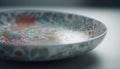 Ornate pottery bowl with floral pattern decoration generated by AI