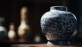 Ornate pottery vase with ancient East Asian pattern generated by AI