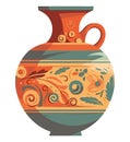 Ornate pottery vase with yellow flower