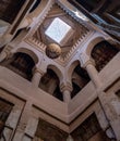 Ornate rebuilt inner courtyard of a typical berber kasbah in the Draa valley