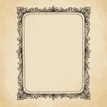 Ornate rectangular frame with intricate floral and leaf motifs, rendered in black ink. Royalty Free Stock Photo