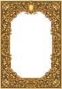 Ornate rectangular frame with intricate golden baroque designs, featuring scrolls, Royalty Free Stock Photo