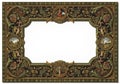 Ornate rectangular frame with a rich, intricate design features lush floral and vine Royalty Free Stock Photo