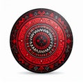 Ornate Red and Black Tribal Pattern Shield on White Background Design Element Royalty Free Stock Photo