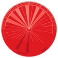 Ornate red circular shield with a radiating sunburst pattern and geometric rim detail Royalty Free Stock Photo