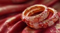 Ornate Red Gold Bangles with Diamond Accents Royalty Free Stock Photo