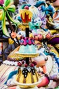 Ornate representative handmade puppets during the traditional Fallas festivities in Valencia, Spain