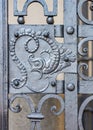 Ornate rod iron gate at entrance of the Archbishops Castle in Prague