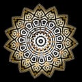 Ornate round greek vector mandala pattern. Floral greek key meander ornament. Black background. Geometric ethnic tribal style Royalty Free Stock Photo