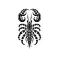 Ornate Scorpio Icon, Scorpion Isolated, Chinese Horoscope Minimal Scorpius Symbol on White Royalty Free Stock Photo