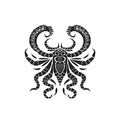 Ornate Scorpio Icon, Scorpion Isolated, Chinese Horoscope Minimal Scorpius Symbol on White Royalty Free Stock Photo