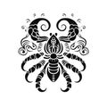 Ornate Scorpio Icon, Scorpion Isolated, Chinese Horoscope Minimal Scorpius Symbol on White Royalty Free Stock Photo