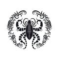 Ornate Scorpio Icon, Scorpion Isolated, Chinese Horoscope Minimal Scorpius Symbol on White Royalty Free Stock Photo