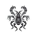 Ornate Scorpio Icon, Scorpion Isolated, Chinese Horoscope Minimal Scorpius Symbol on White Royalty Free Stock Photo