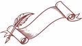 Ornate Scroll with Feather, Classic Writing Element, vector design Generative AI Royalty Free Stock Photo