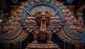 The ornate sculpture of the Hindu elephant god symbolizes spirituality generated by AI