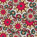 Ornate seamless pattern with arabic, aztec motifs. Geometric colorful pattern for printing