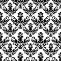 Ornate seamless pattern in black color.