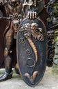 Ornate shield of a bronze statue Royalty Free Stock Photo