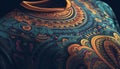 Ornate silk embroidery on antique Turkish pottery generated by AI