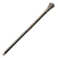 Ornate silver and black walking cane with decorative handle on white background walking stick Royalty Free Stock Photo