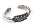 An ornate silver bracelet