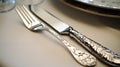 ornate silver flatware Royalty Free Stock Photo