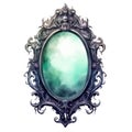 Ornate Silver Mirror Reflecting a Cloudy Sky Royalty Free Stock Photo