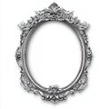Ornate silver oval picture frame with intricate detailing, designed for displaying artwork or photos Royalty Free Stock Photo